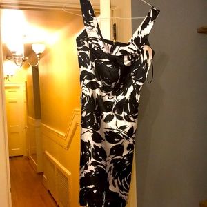 WHBM silk black and white dress.